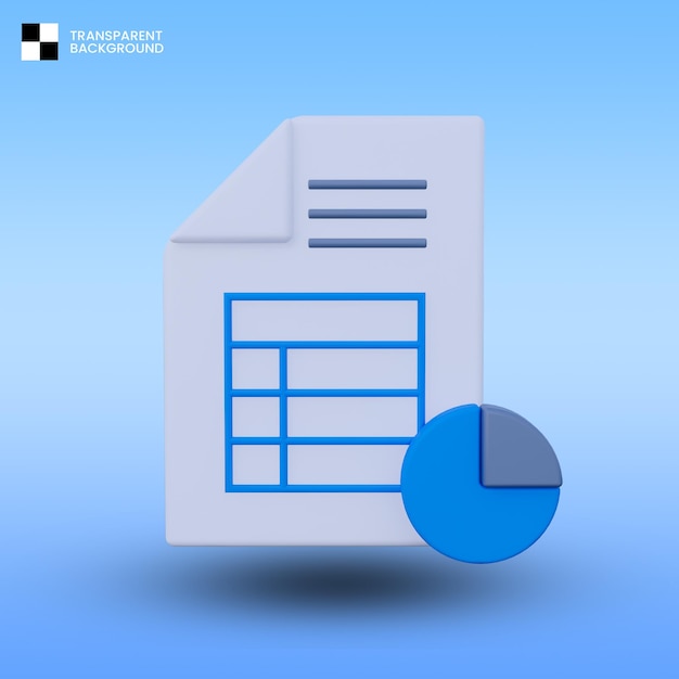 PSD Ícone 3d de diagramas de documento isolado