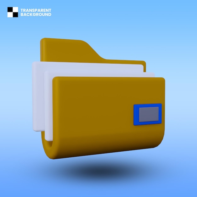 Ícone 3D de documento de pasta isolado