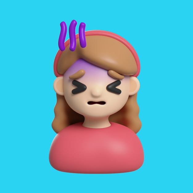 PSD Ícone 3d de emoji de avatar de menina