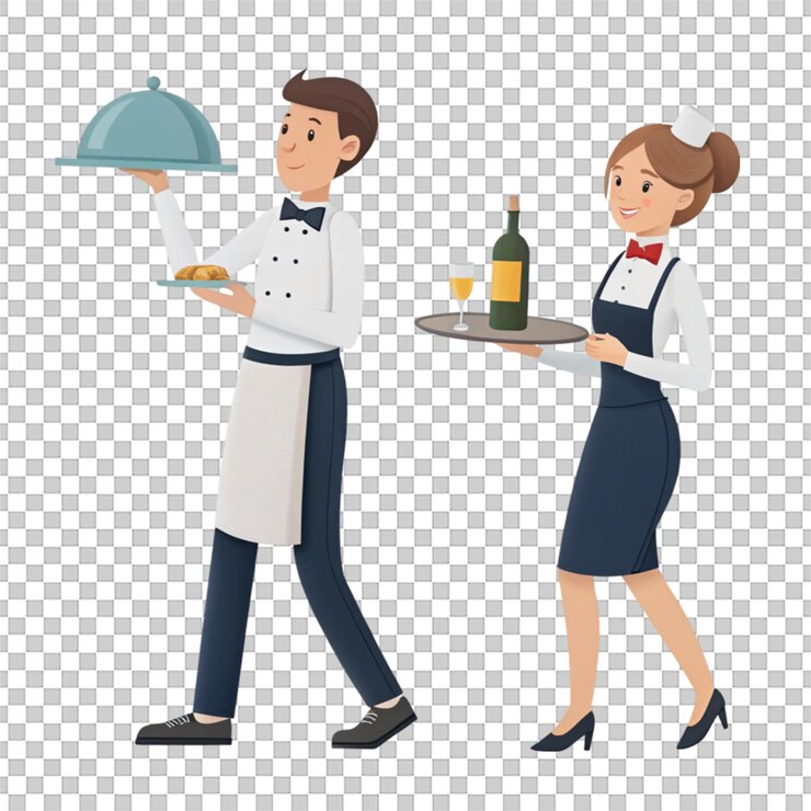 PSD ícone 3d de empregada de mesa isolado em fundo branco simbolizando a excelência do serviço e da hospitalidade