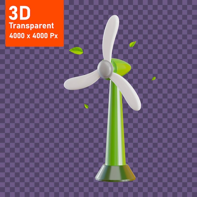 Ícone 3d de energia eólica ícone 3d de energia ecológica ícone 3d de energia limpa ícone 3d de eletricidade verde energia verde