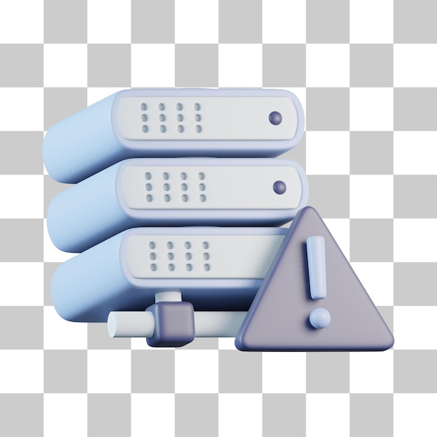 PSD Ícone 3d de erro de dados do servidor