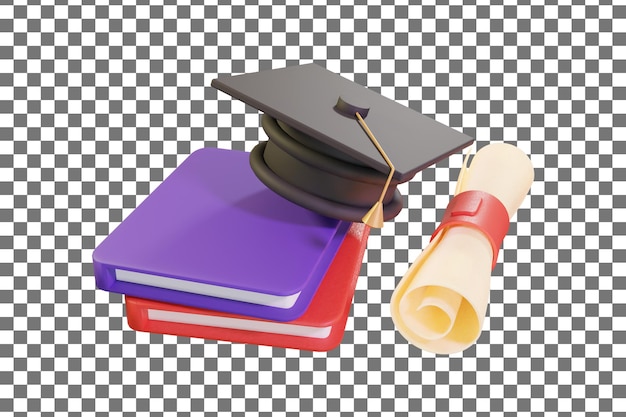 PSD Ícone 3d de graduação com mortarboard