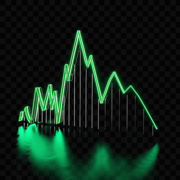 PSD Ícone 3d de gráfico de mercado de ações com linhas de ascensão e queda mad psd y2k glowing neon web logo design