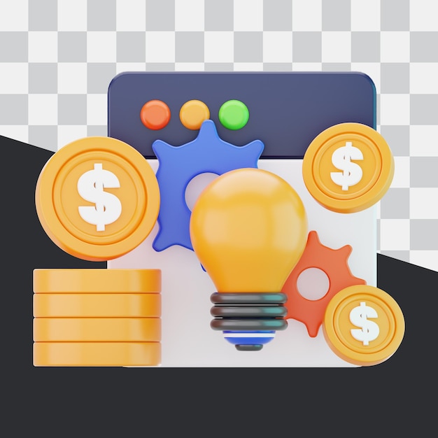 Ícone 3D de Ideia de Negócio de Conteúdo