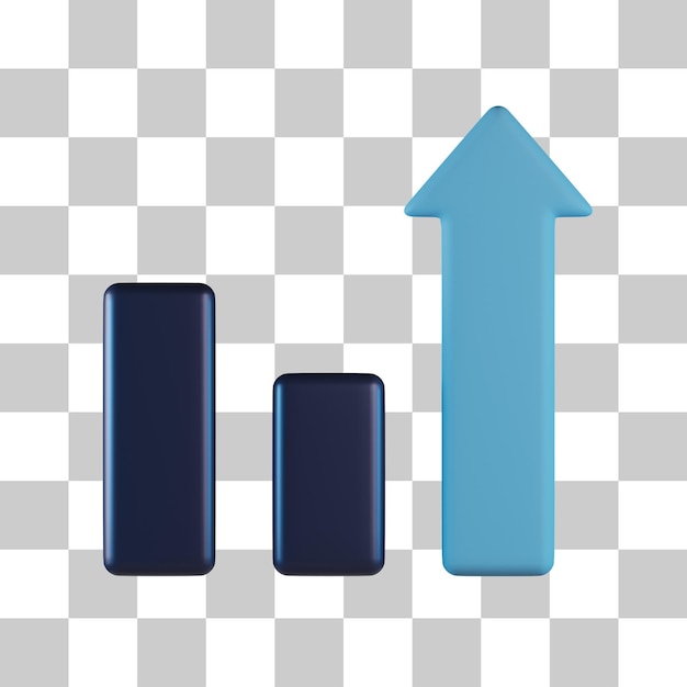 Ícone 3d de investimento em crescimento gráfico