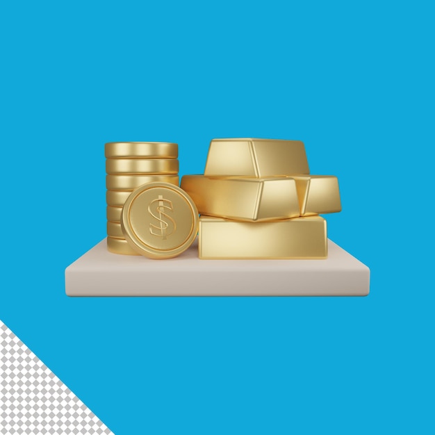 PSD Ícone 3d de investimento em ouro