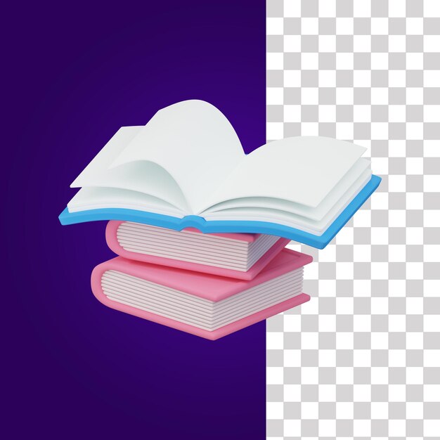 PSD Ícone 3d de livros