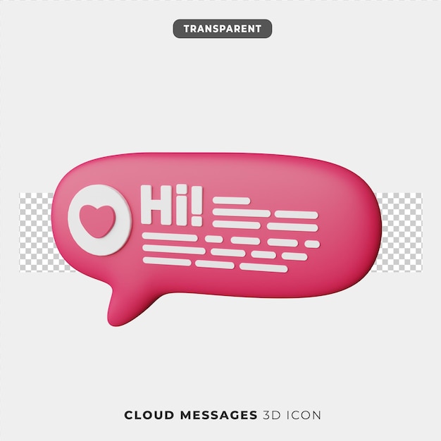 Ícone 3d de mensagens na nuvem