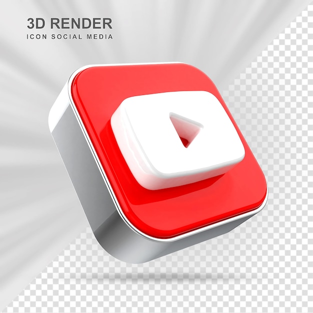 ícone 3d de mídia social do youtube
