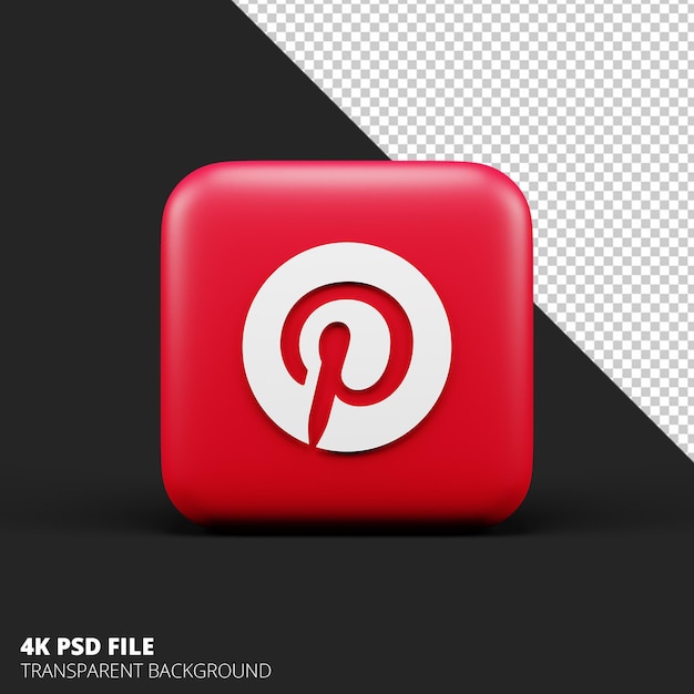 PSD Ícone 3d de mídia social pinterest