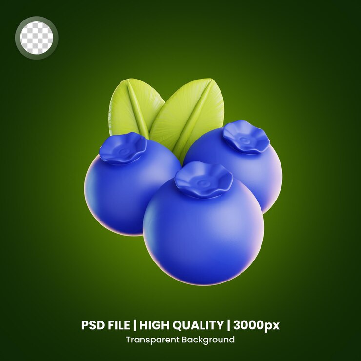 PSD ícone 3d de mirtilo