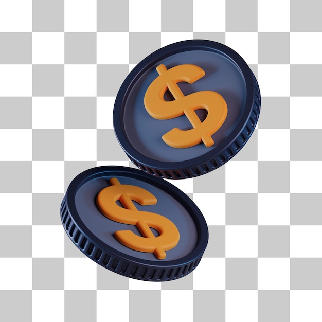 Ícone 3d de moedas de dólar