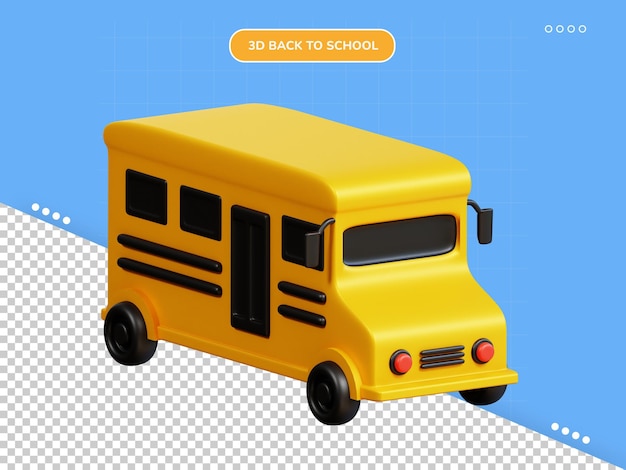 PSD Ícone 3d de ônibus escolar