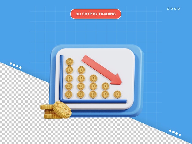 Ícone 3d de perda de criptomoeda