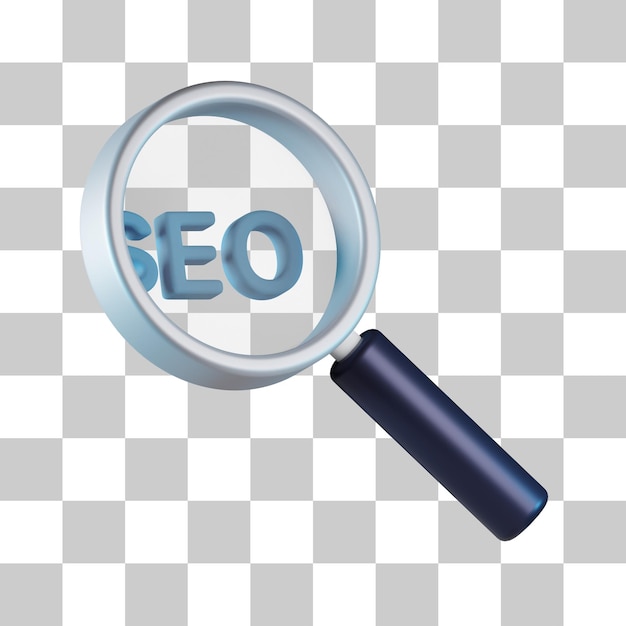 PSD Ícone 3d de pesquisa de seo