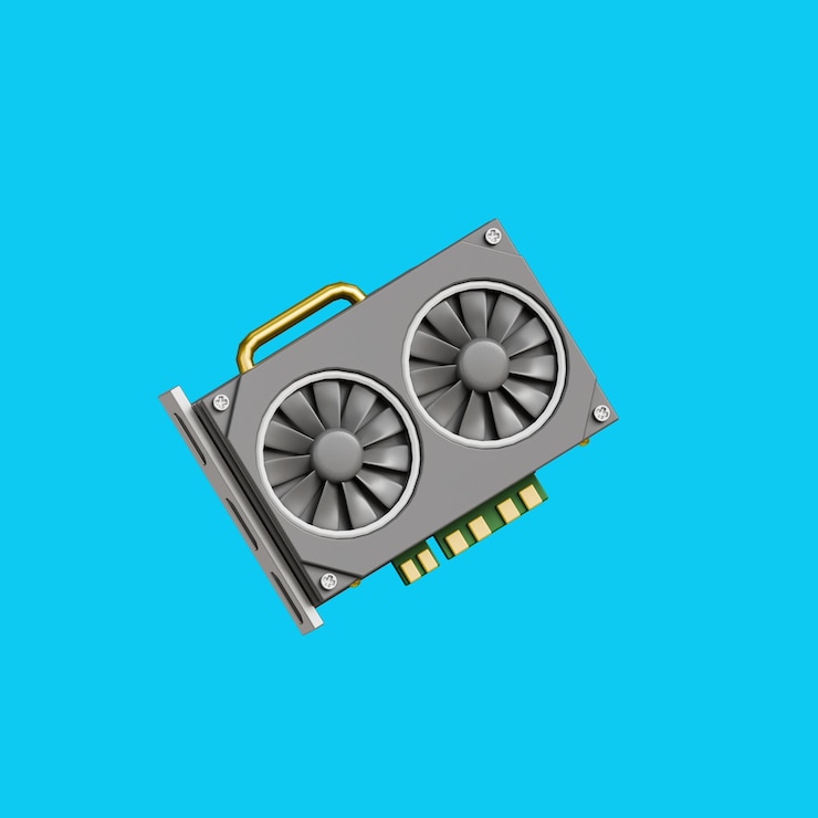 PSD ícone 3d de placa gráfica vga de computador