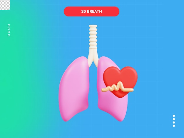 PSD Ícone 3d de respiração