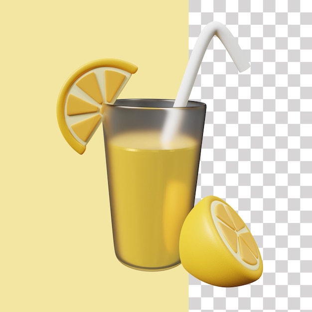 PSD Ícone 3d de suco de limão