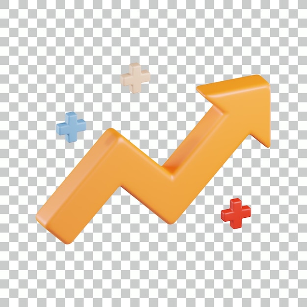 PSD Ícone 3d de tendência de seta para cima