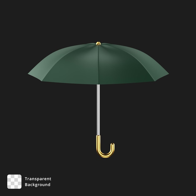 PSD Ícone 3d de um guarda-chuva verde