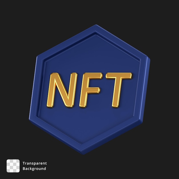 PSD Ícone 3d de um token nft azul