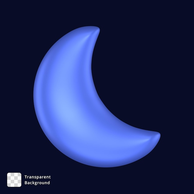 PSD Ícone 3d de uma lua azul