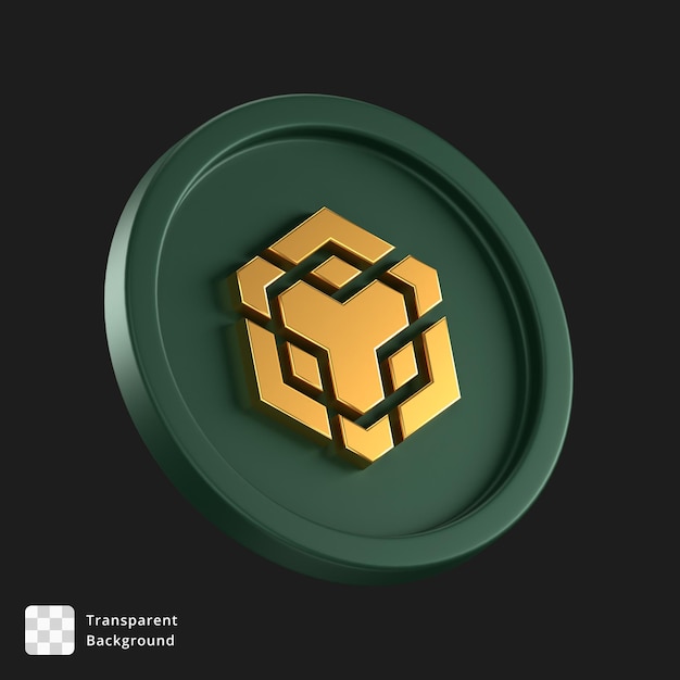 Ícone 3d de uma moeda verde com logotipo bnb dourado no centro