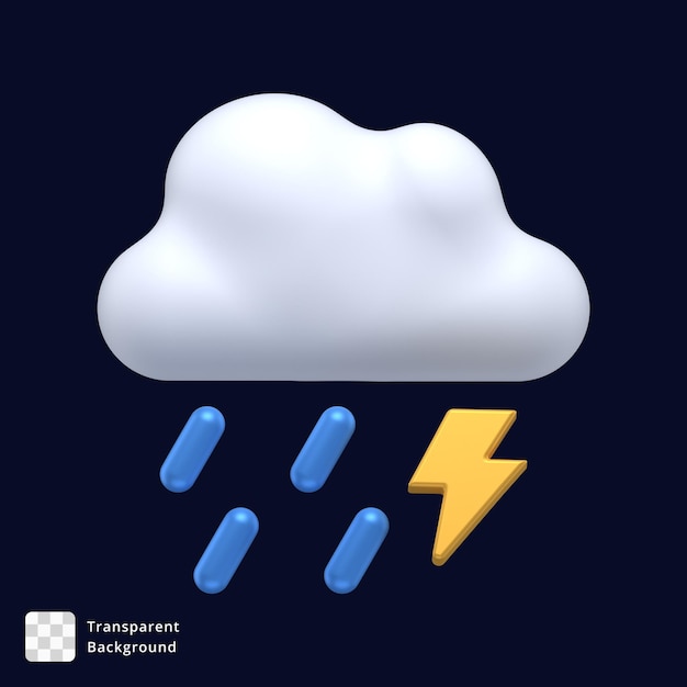Ícone 3D de uma tempestade de trovões