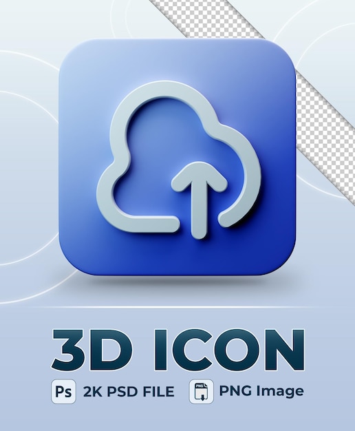 PSD Ícone 3d de upload de nuvem