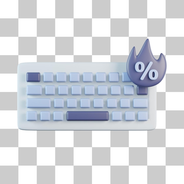 PSD Ícone 3d de venda de teclado