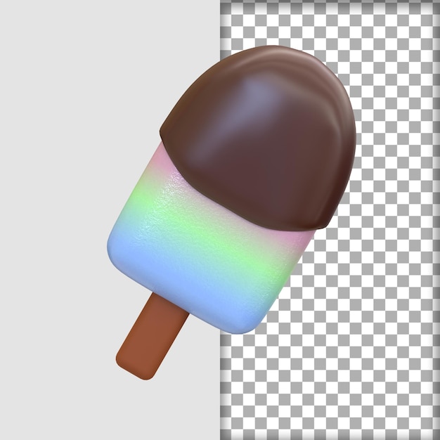 ícone 3d de verão de palito de sorvete de renderização 3d