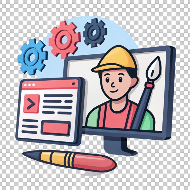 PSD ícone 3d de web designer com design criativo isolado em fundo branco para visuais on-line
