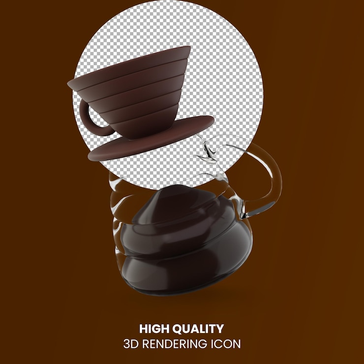 PSD icone 3d degli elementi della caffetteria