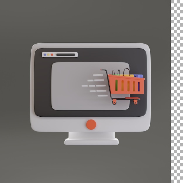 Icone 3d del carrello e del computer