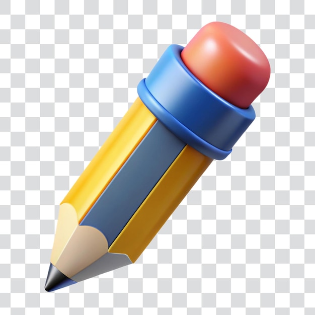 Icône 3D de dessin animé en plastique du crayon