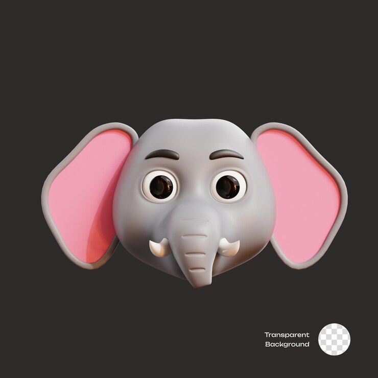 PSD icone 3d di elefanti