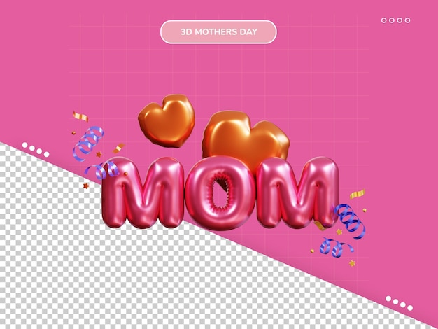 ícone 3d do amor do dia das mães