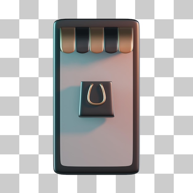 Ícone 3D do aplicativo de comércio eletrônico para smartphone