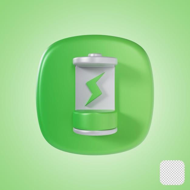Ícone 3d do aplicativo móvel da bateria