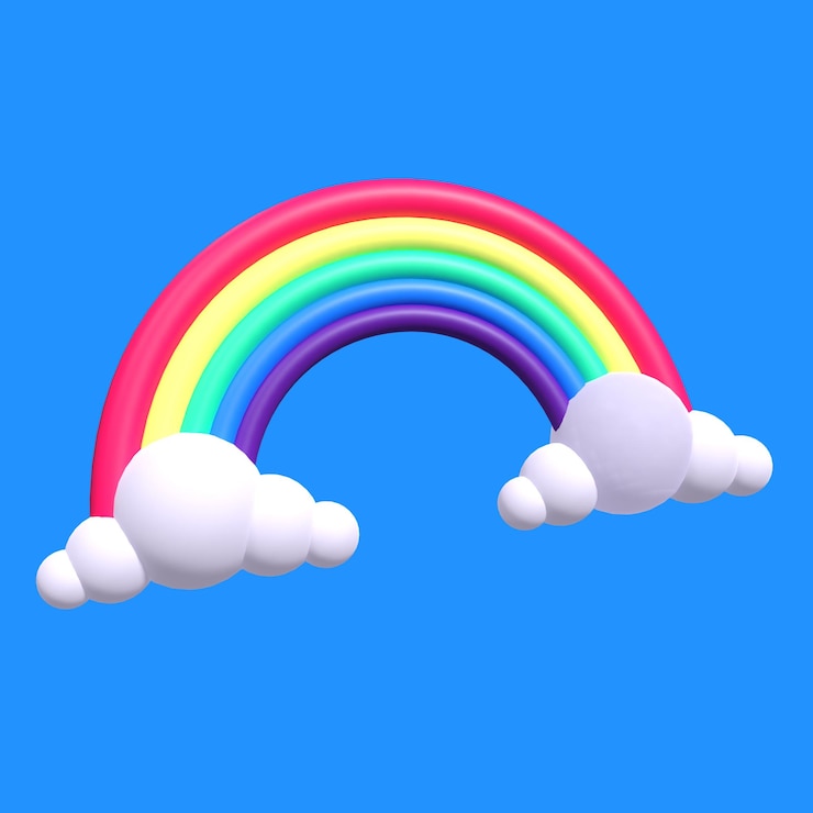 PSD ícone 3d do arco-íris renderizado fofo