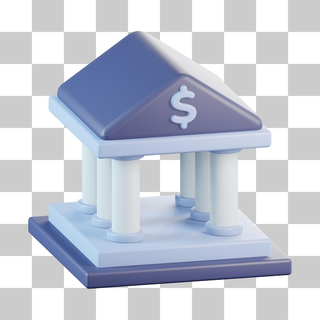 PSD Ícone 3d do banco de construção