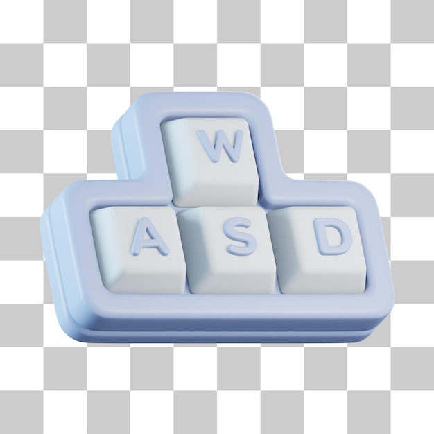 PSD Ícone 3d do botão wasd