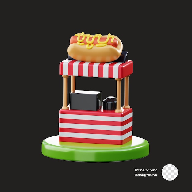 PSD Ícone 3d do carnaval de hotdog stand