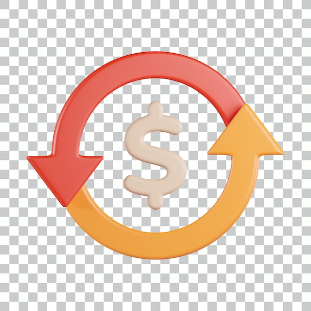 Ícone 3D do ciclo do dólar da moeda