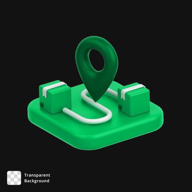Ícone 3D do estado de localização de um pacote