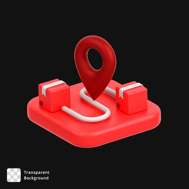 Ícone 3D do estado de localização de um pacote
