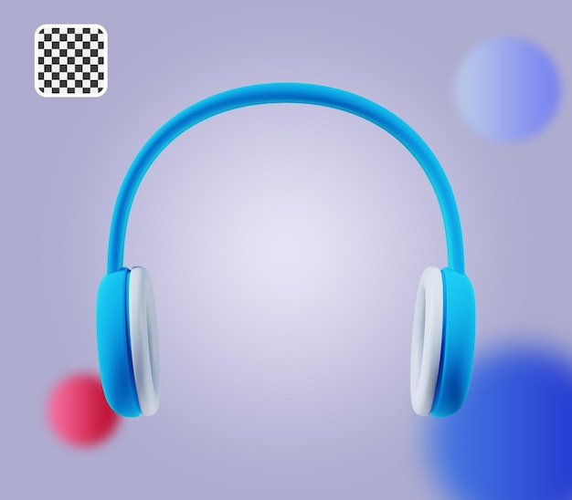 PSD Ícone 3d do fone de ouvido ilustração simples de renderização 3d em fundo vibrante