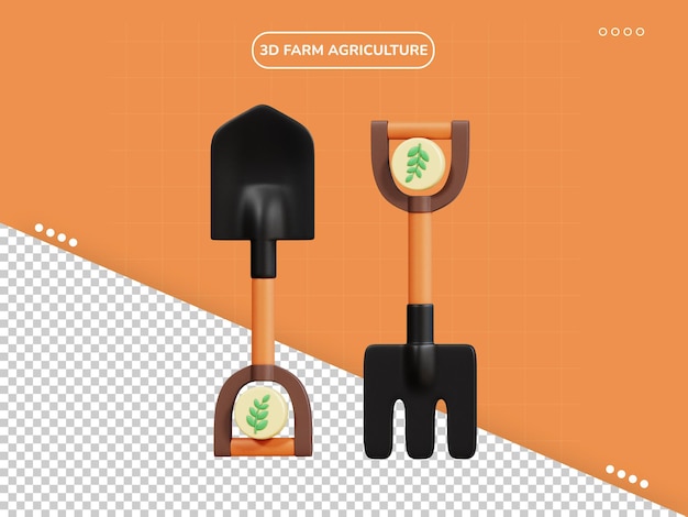 Ícone 3d do forcado da pá