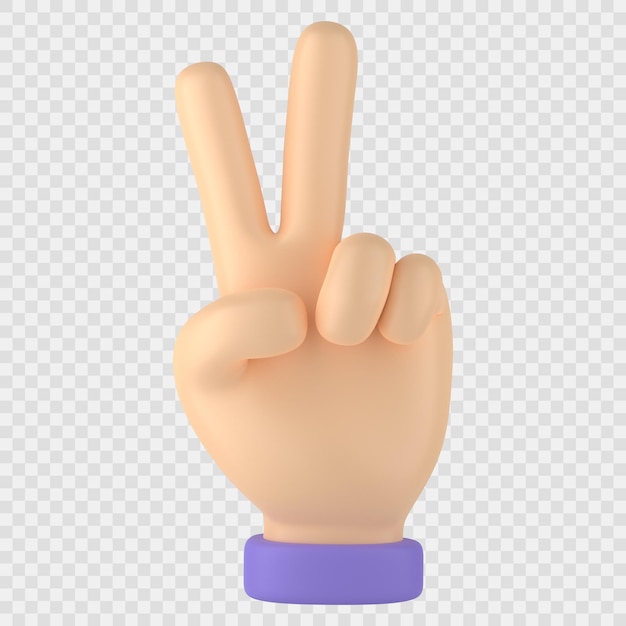 Ícone 3d do gesto da vitória da mão